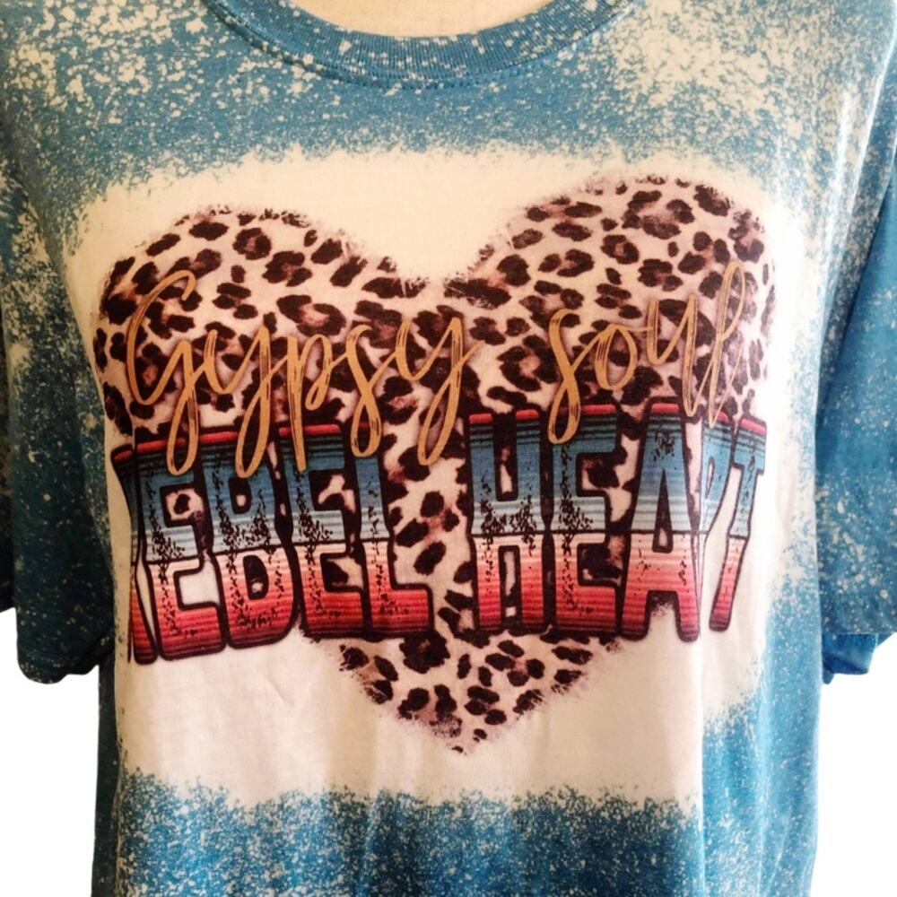 WHISKEY KISS Gypsy Rebel Bleach Dye Handmade Graphic Tee